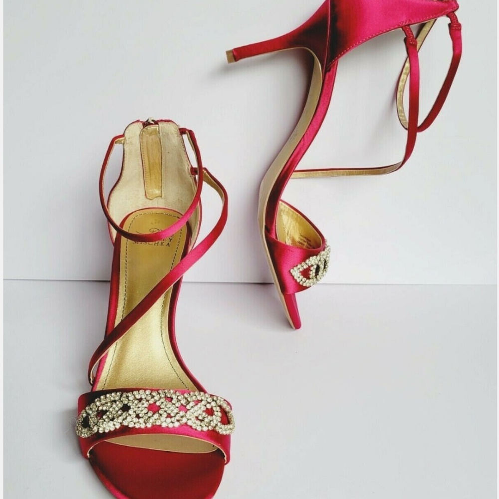 Never Worn Belle Badgley Mischka Hot Pink Satin Heels